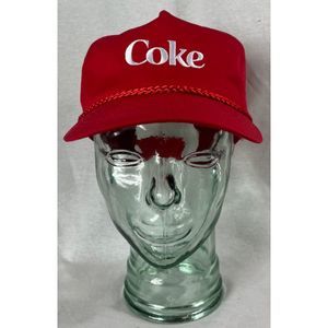 Vintage Coke Coca-Cola Embroidered White Logo Snapback Hat Cap Adjustable